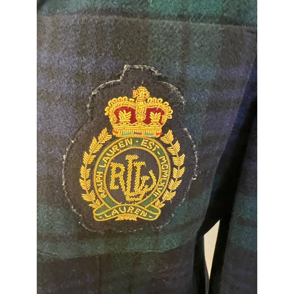 Lauren Ralph Lauren Plaid Blazer, Size 10, Blue & Green Wool & Cashmere - Picture 2 of 6